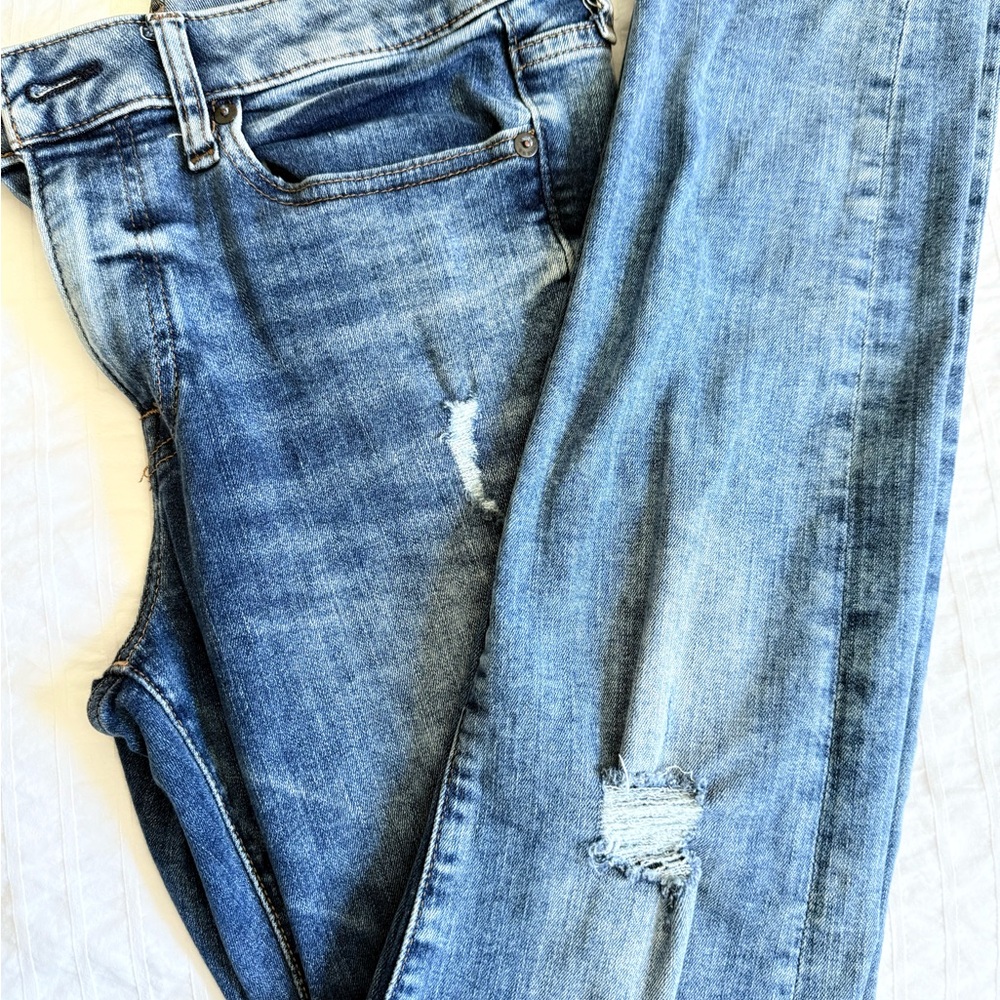 Express Blue Skinny Jeans Distressed Denim